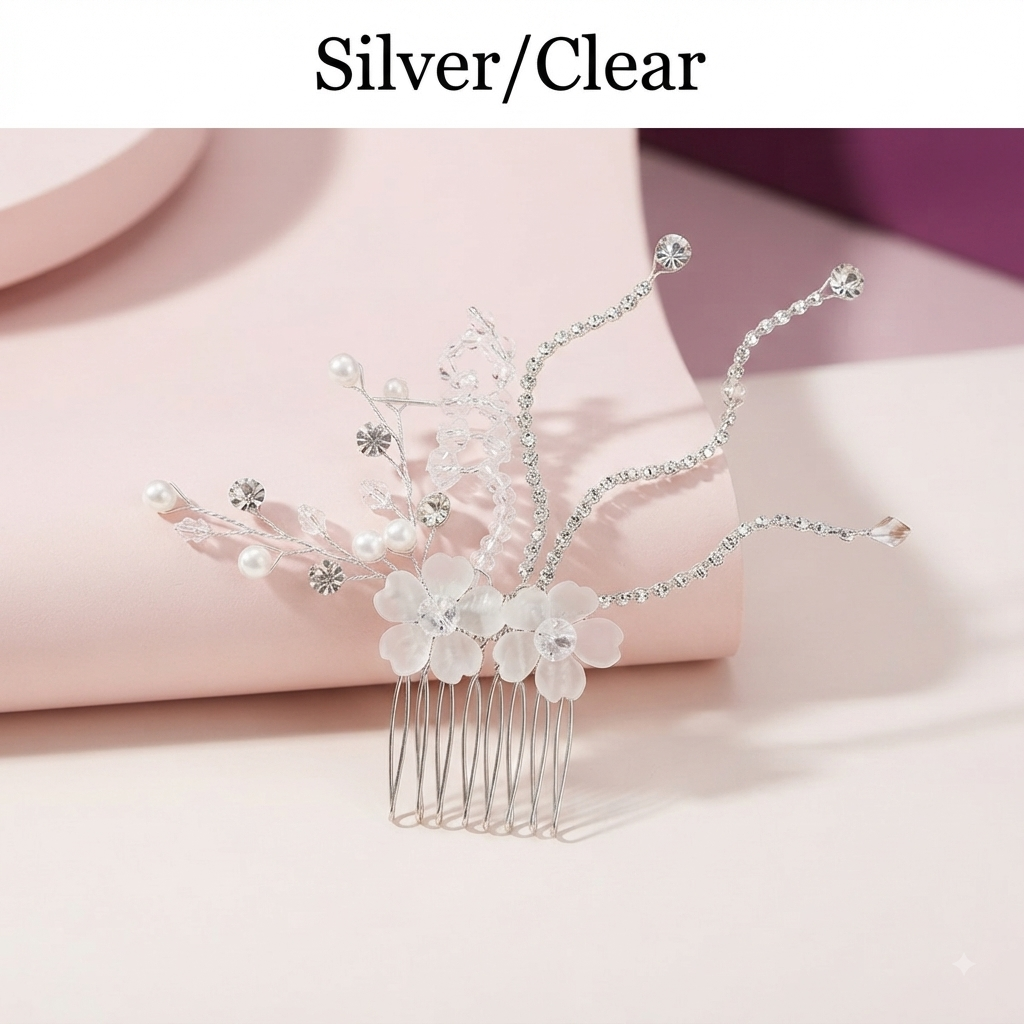 Intricate wire-wrapped floral branches with elegant cascading crystal chains
