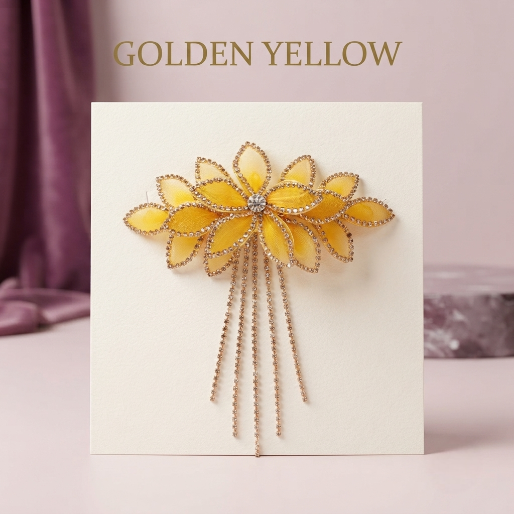 Radiant Cascade Crystal Floral Hair Barrette hair clip