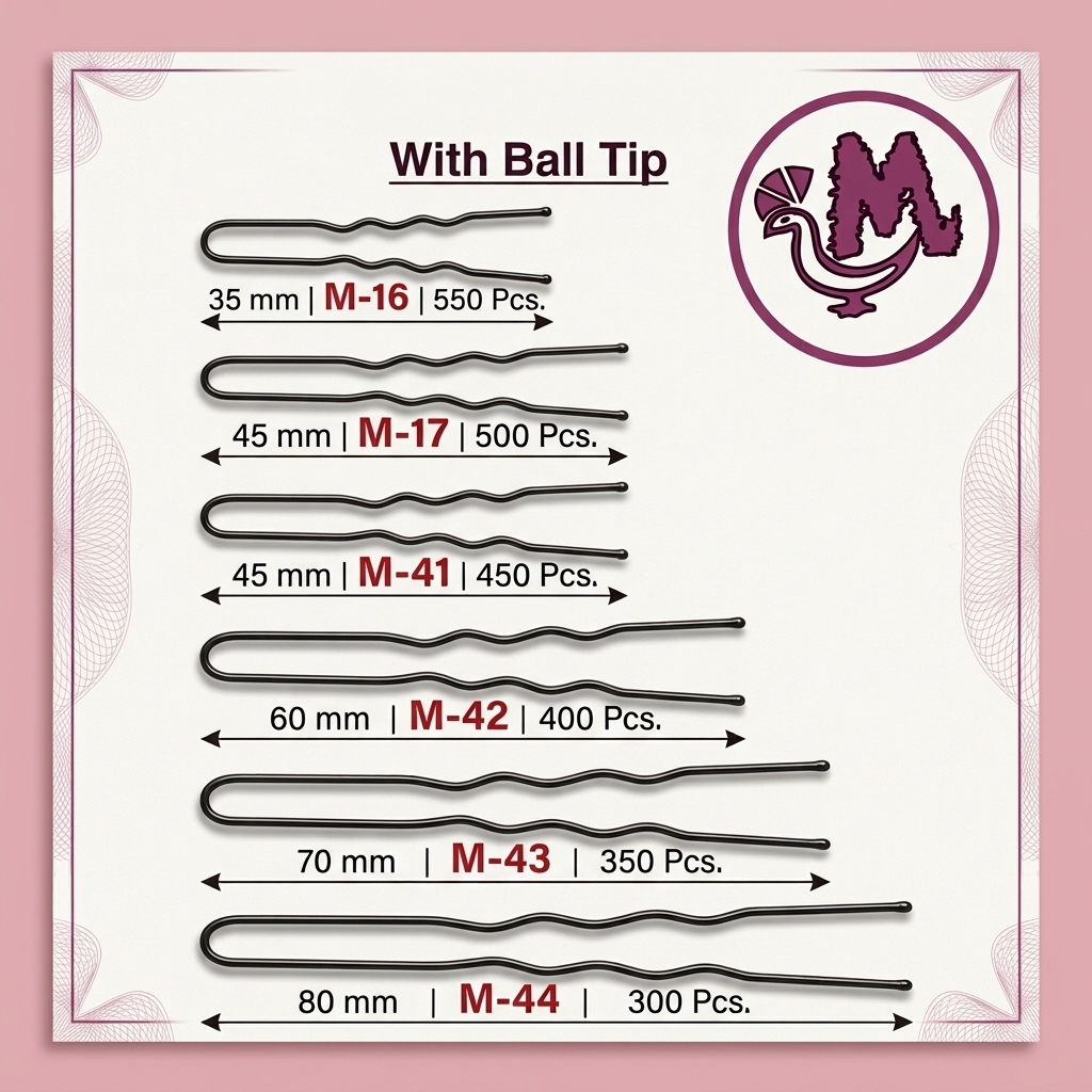 Mayur Premium U-Pins (Juda Pins) with Ball Tip – Professional Salon Grade