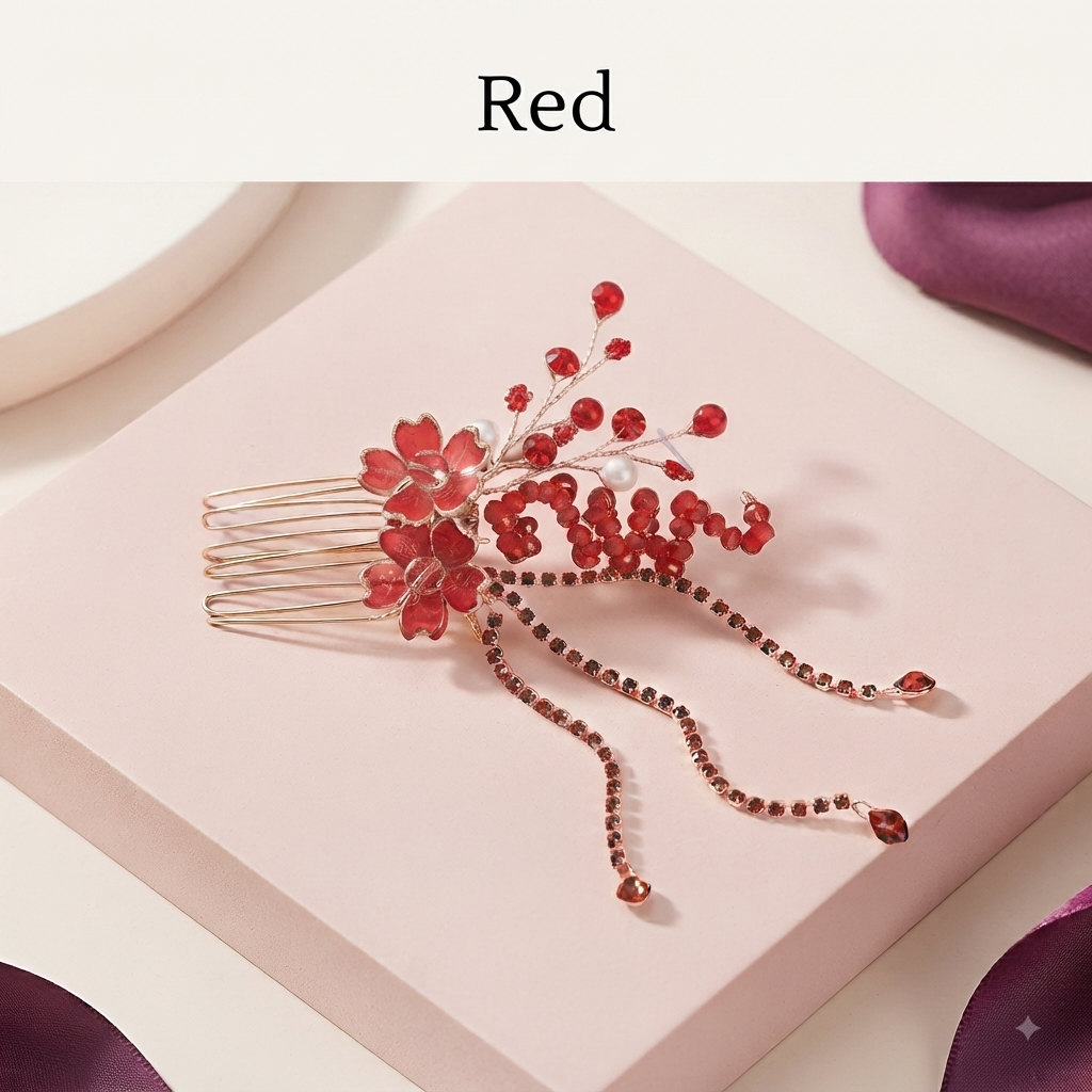 Intricate wire-wrapped floral branches with elegant cascading crystal chains