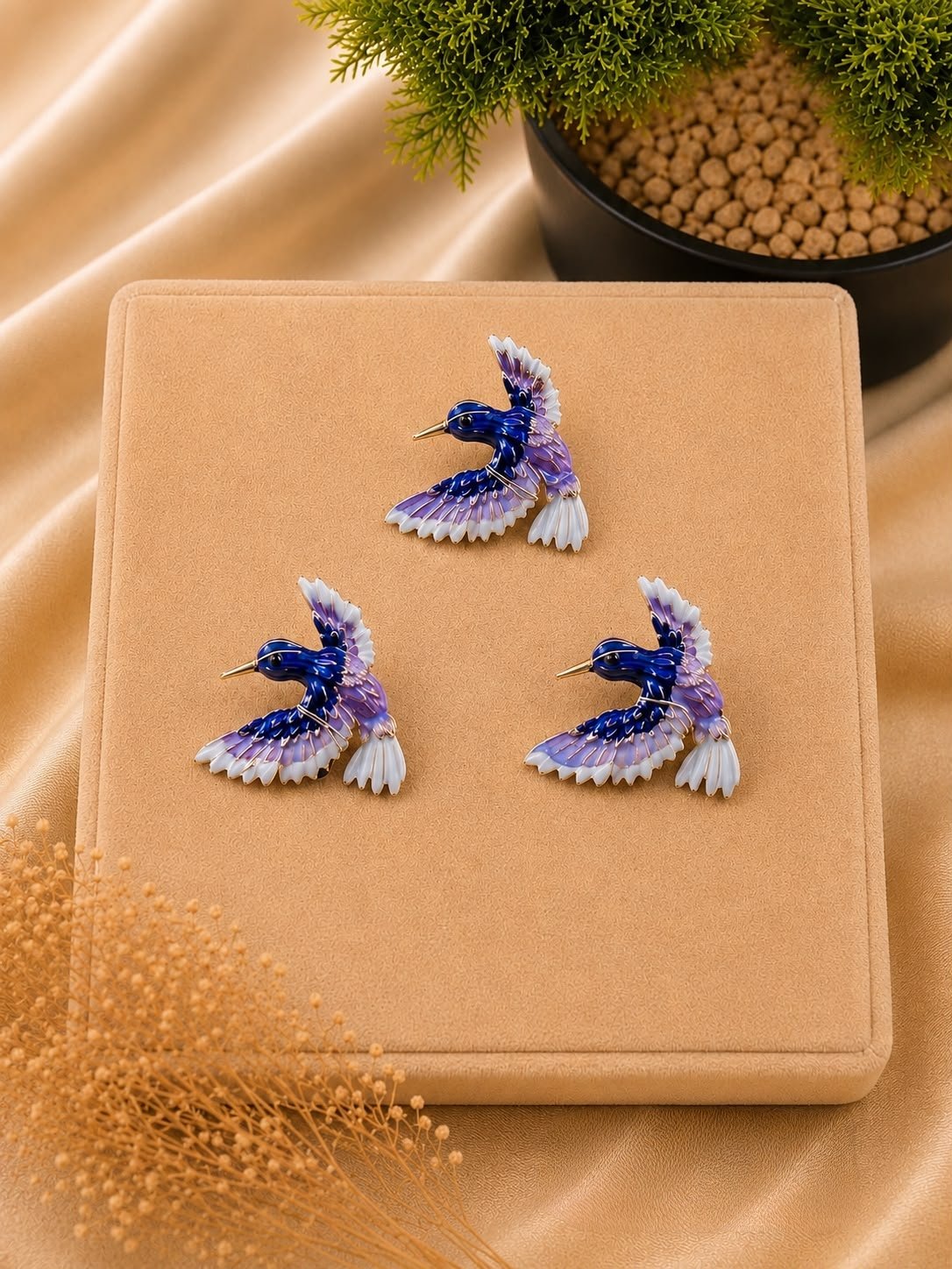 Soaring Bluebird Crystal Hair Brooch & Open Hairstyle Pin Set (Pack of 3)