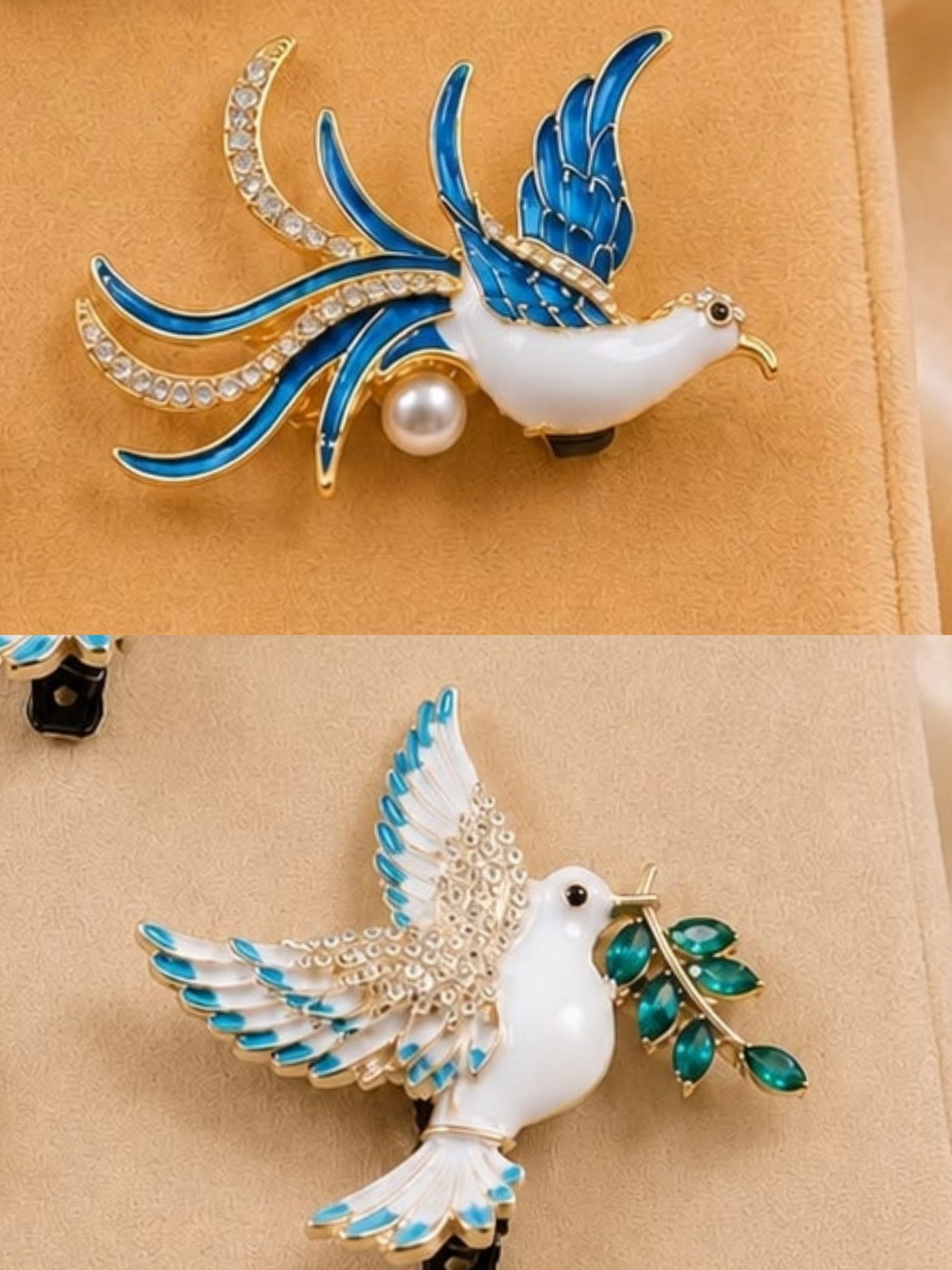 Celestial Dove & Crystal Plume Hair Brooch & Open Hairstyle Pin Set (Pack of 3)
